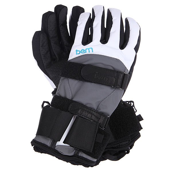 Перчатки сноубордические женские Bern Womens Synthetic Gloves Removeable Wrist Guard White/Grey