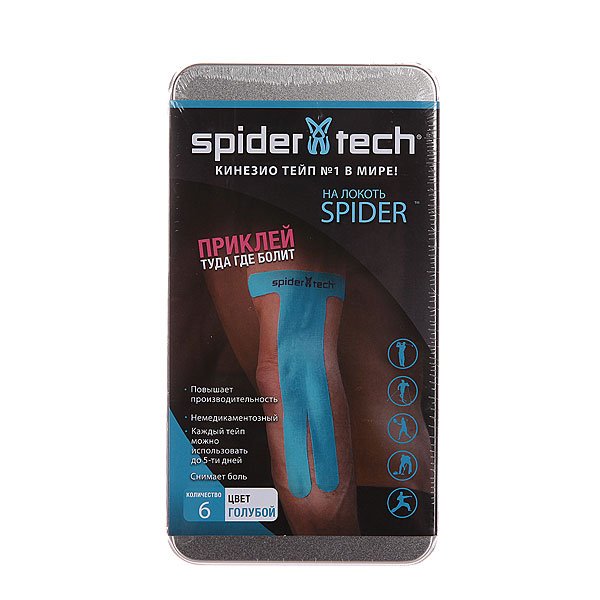 фото Лента кинезиологическая SpiderTech Elbow Spider 6 шт. Blue