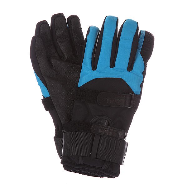 фото Перчатки сноубордические Bern Mens Synthetic Gloves Removeable Wrist Guard Black/Cyan