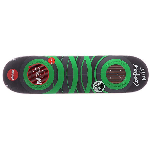 фото Дека для скейтборда для скейтборда Almost S5 Cooper Glow x The Dark Impact Green 31.7 x 8.25 (21 см)