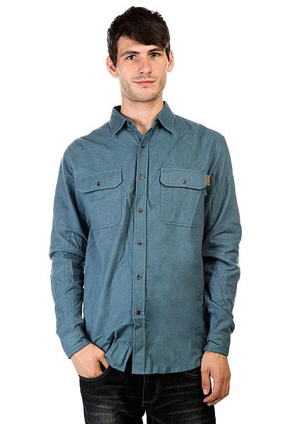 фото Рубашка Huf Solid Flannel Work Shirt Blue