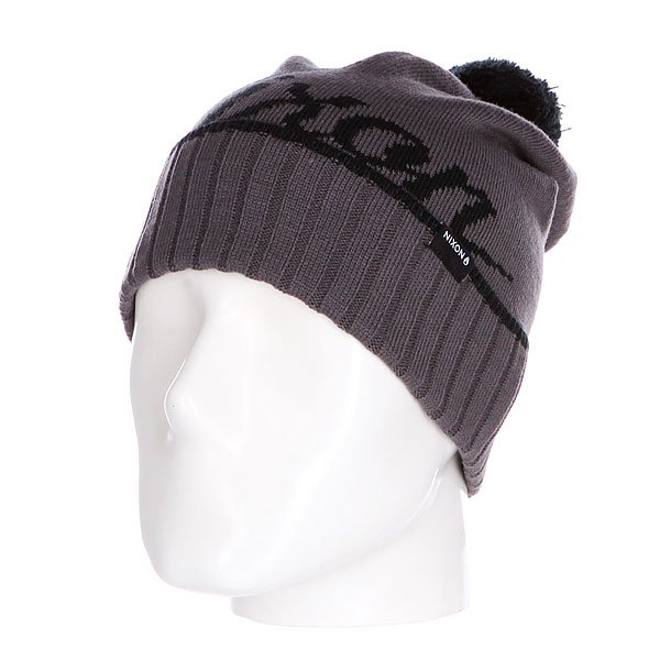 Шапка с помпоном Nixon Union Reversible Beanie Black/Charcoal