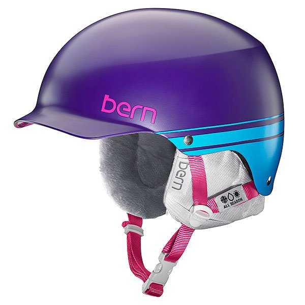фото Шлем для сноуборда женский Bern Snow Hardhat Muse Satin Purple Retro Graphic/White Liner