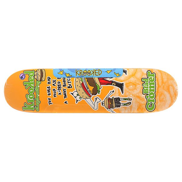 фото Дека для скейтборда для скейтборда Krooked Cromer Burger Gang Orange/Multi 32 x 8.06 (20.5 см)