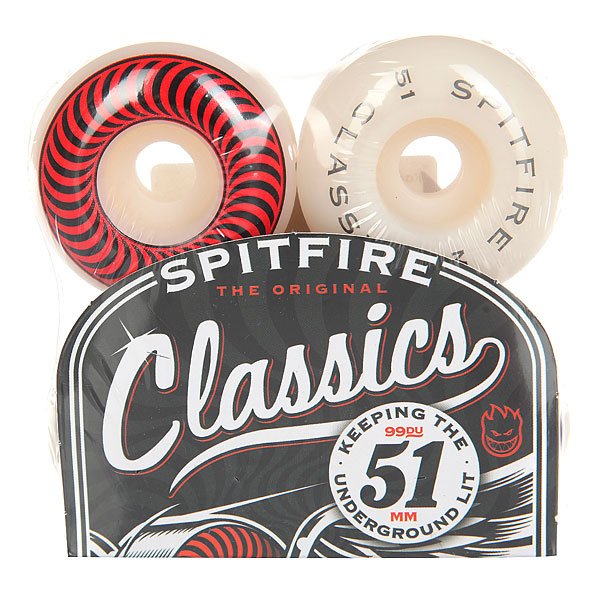 фото Колеса для скейтборда для скейтборда Spitfire Classic White/Red 99A 51 mm