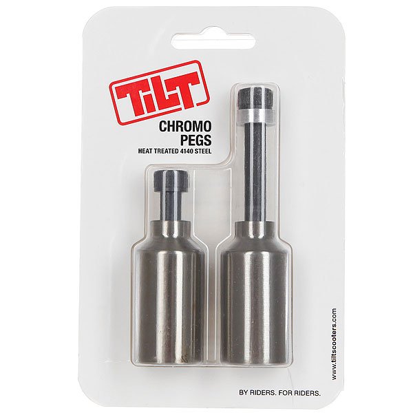 Пеги для самоката Tilt Chromo Pegs Silver Пеги для самоката Tilt Chromo Pegs SilverНужны максимально надежные и долговечные пеги для трюкового скута? Tilt Chromo Pegs были разработаны специально для самых жестких райдеров, которые катают как в стриту, так и в парке.Этот набор изготовлен из закаленной стали 4140 и поставляется в комплекте с двумя болтами. Характеристики:Подходят для большинства дек и вилок. Вес одной пеги: 64 грамма. Вес комплекта: 204 грамма.Материал: Chrome Steel 4140. Болты: 1 х 60 мм, 1 х 90 мм. Длина: 51 мм.Диаметр: 25 мм.<br><br>Цвет: серый<br>Тип: Пеги для самоката