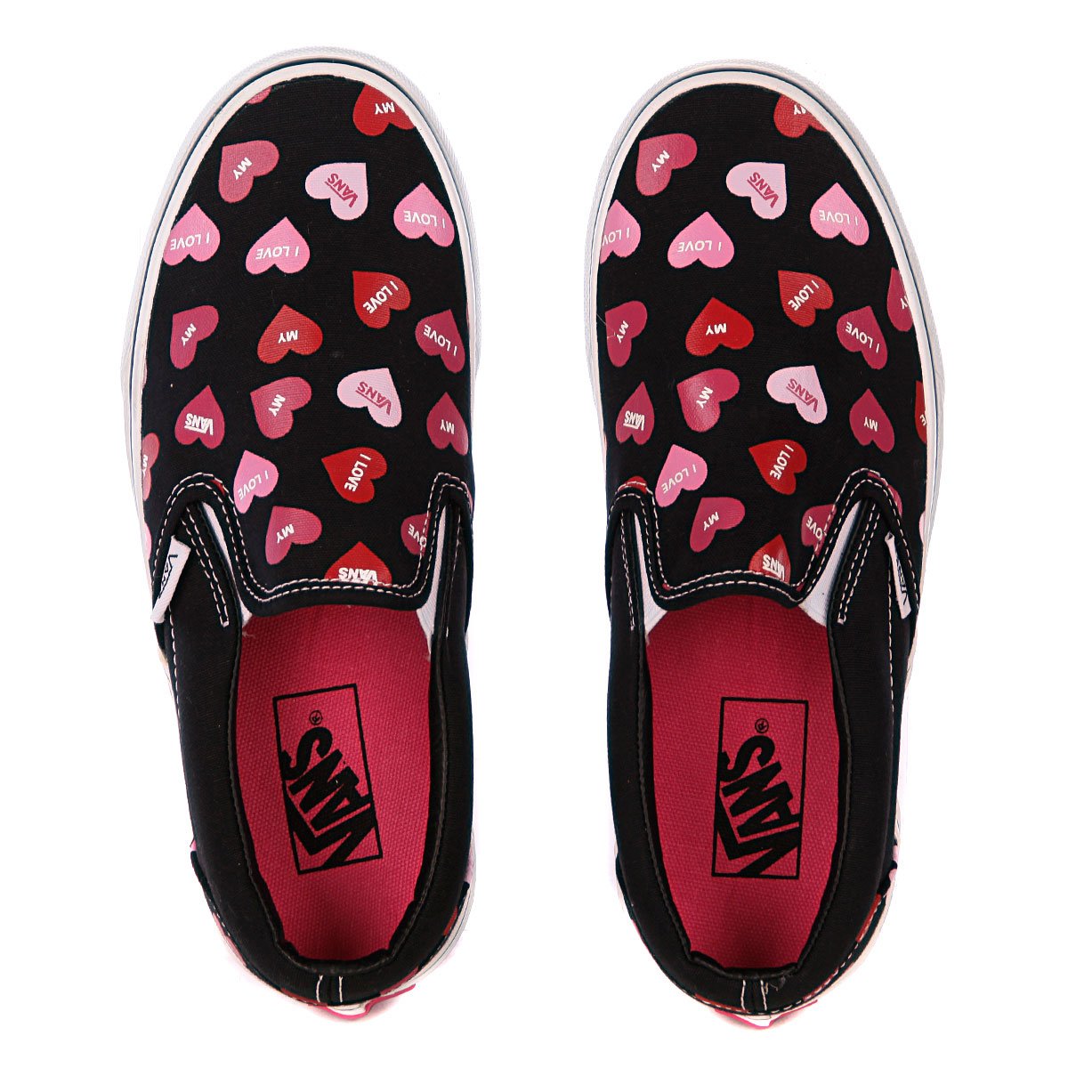 black and pink vans with hearts