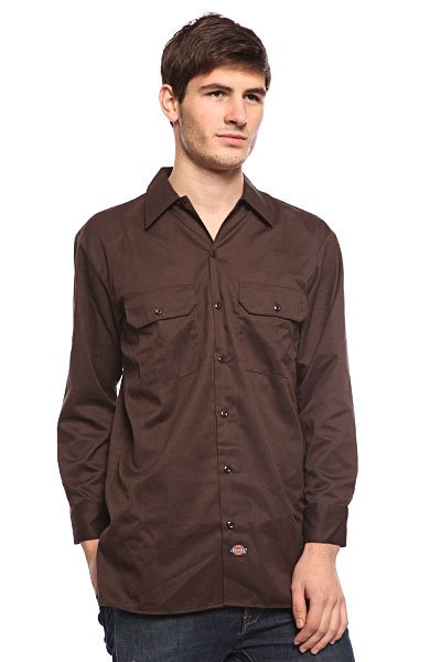 фото Рубашка Dickies Long Sleeve Work Shirt Dk.Brown