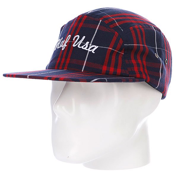 фото Бейсболка пятипанелька Huf Usa Plaid Moon Cap Black/White/Red