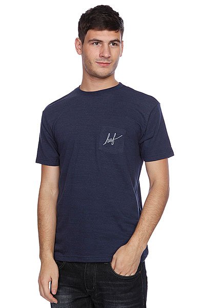 фото Футболка Huf Small Script Pocket Tee Navy