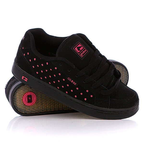 фото Кеды кроссовки женские Globe Viceroy Black/Pink Skull Dot