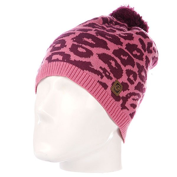 фото Шапка с помпоном женская Rip Curl Leopard Beanie Chateau Rose