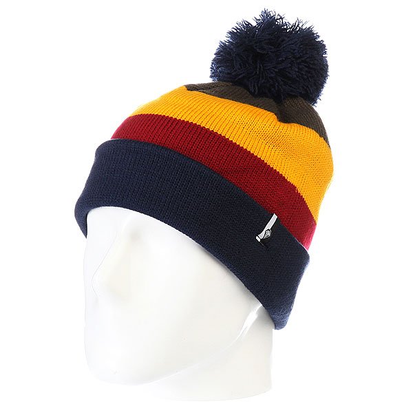 фото Шапка с помпоном Volcom Story Stripe Beanie Navy