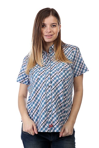 фото Рубашка в клетку женская Dickies Enid Short Sleeve Shirt Indigo Blue