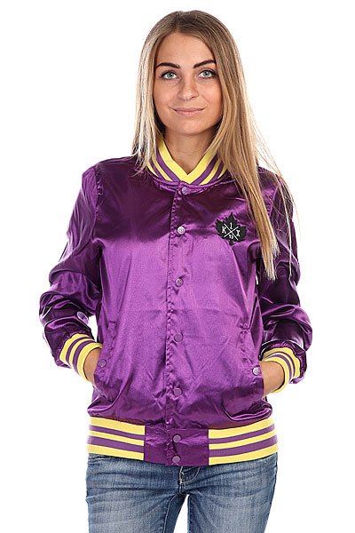 фото Бомбер женский K1X Satin Varsity Jacket Purple/Yellow