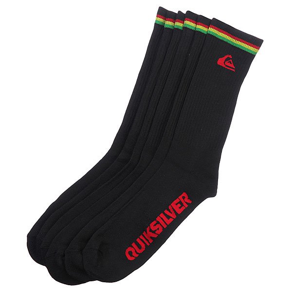 фото Носки высокие Quiksilver 3pk Rasta Black/Mixed Logo