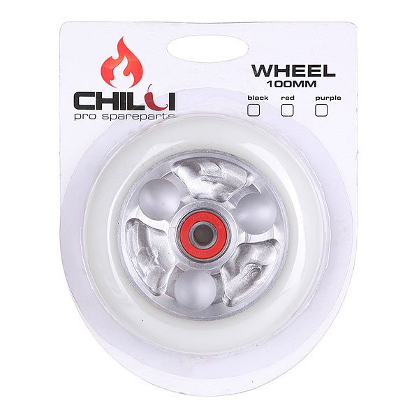 фото Колесо для самоката Chilli Parabol Wheel 100Mm White/Chrome Core W/Print