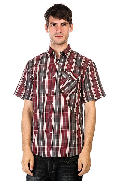 фото Рубашка Huf Fitzgerald Gingham L/S Button Up Burgundy/Grey