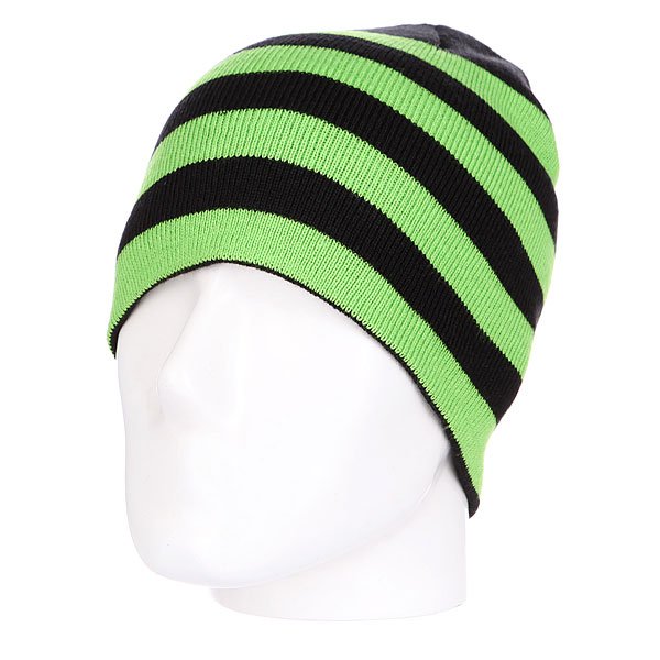 фото Шапка Urban Classics Stripe Beanie Black-limegreen