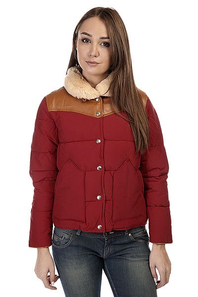 фото Пуховик женский Penfield Rockwool Leather Yoke Down Jacket Red