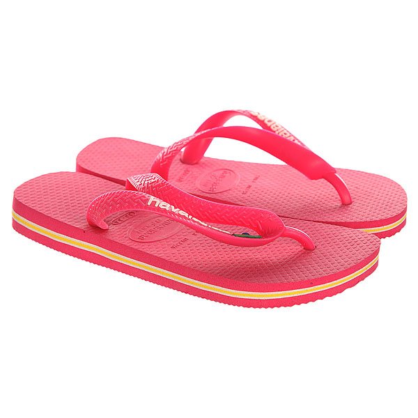 

Вьетнамки детские Havaianas Brasil Logo Pink/WhiteYellow