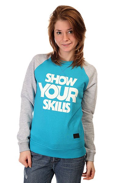 фото Толстовка свитшот женская Skills Show You Skills Crewneck Turquoise/Grey Melange