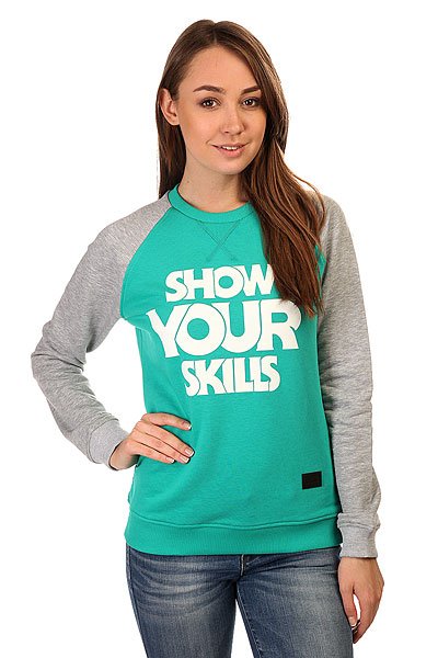 фото Толстовка свитшот женская Skills Show You Crewneck Emerald/Grey Melange