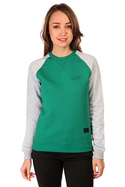 фото Толстовка свитшот женская Skills Script Logo 4v Crewneck Green/Grey Melange