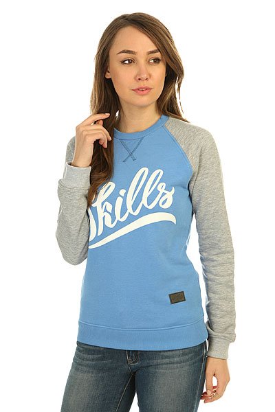 фото Толстовка свитшот женская Skills Script Logo 3 Crewneck Blue/Grey Melange