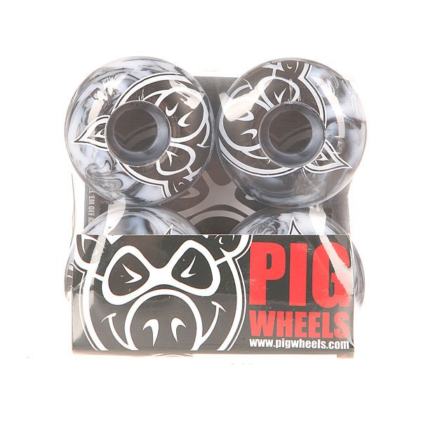 фото Колеса для скейтборда для скейтборда Pig Head Swirls New Black/Grey 100A 54 mm