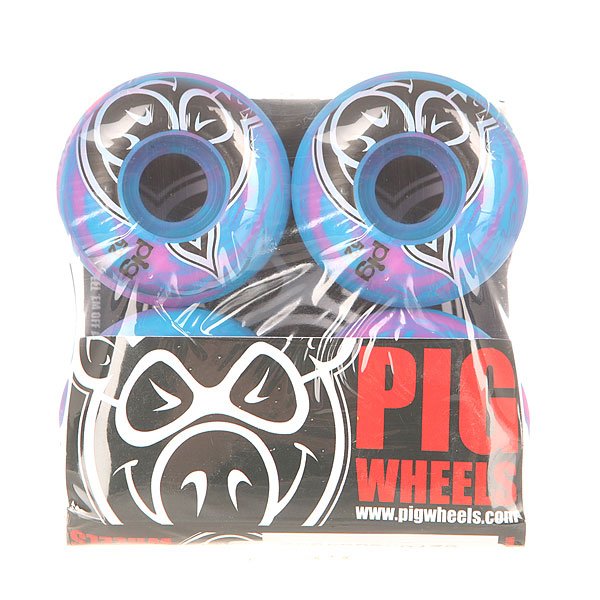 фото Колеса для скейтборда для скейтборда Pig Head Swirls New Pink/Blue 100A 52 mm