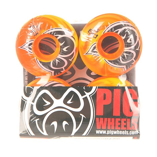 фото Колеса для скейтборда для скейтборда Pig Head Swirls New Orange 100A 53 mm