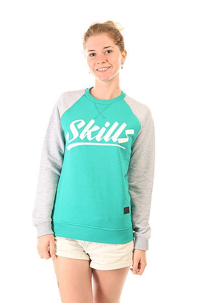 фото Толстовка свитшот женская Skills Script Logo 4 Crewneck Emerald/Grey Melange