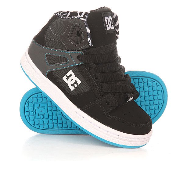 фото Кеды кроссовки высокие детские DC Rebound Kb Tod Black/White/Blue