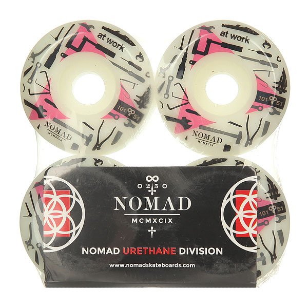 фото Колеса для скейтборда для скейтборда Nomad At Work Wheels White/Pink 101A 51 mm