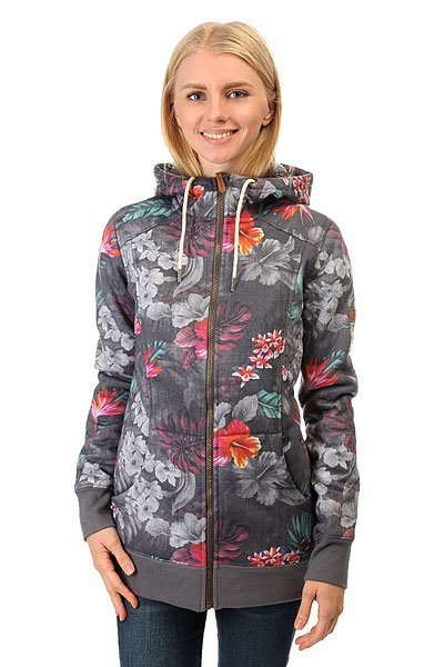 фото Толстовка утепленная женская Roxy Frost Printed Hawaiian Tropik Para