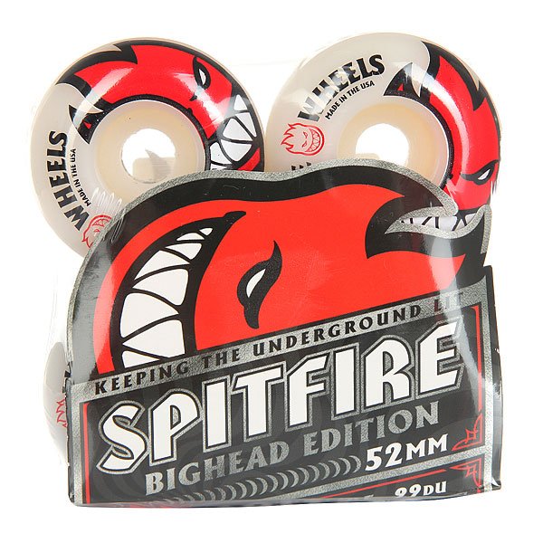 фото Колеса для скейтборда для скейтборда Spitfire Bighead White/Red 99A 52 mm