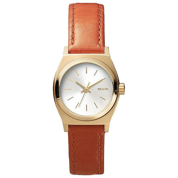фото Кварцевые часы женские Nixon Time Teller Leather Light Gold/Saddle