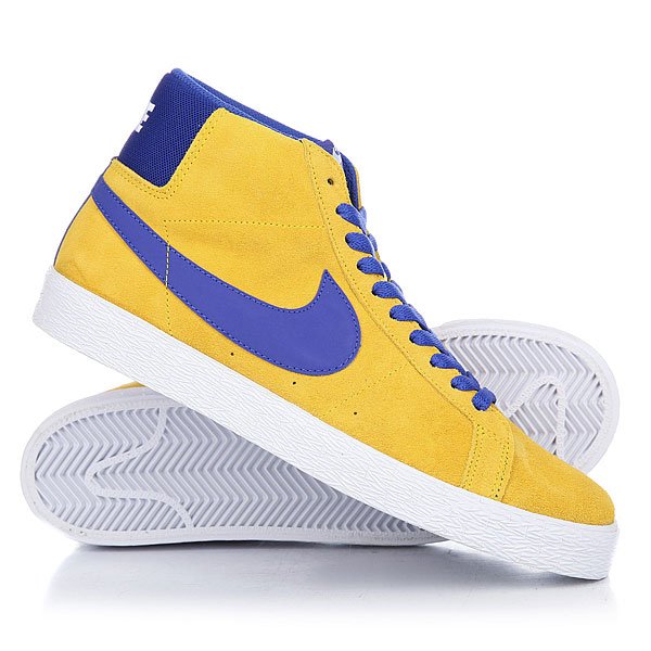 фото Кеды кроссовки высокие Nike Sb Blazer Zoom Mid Tour Yellow/Deep Night-White