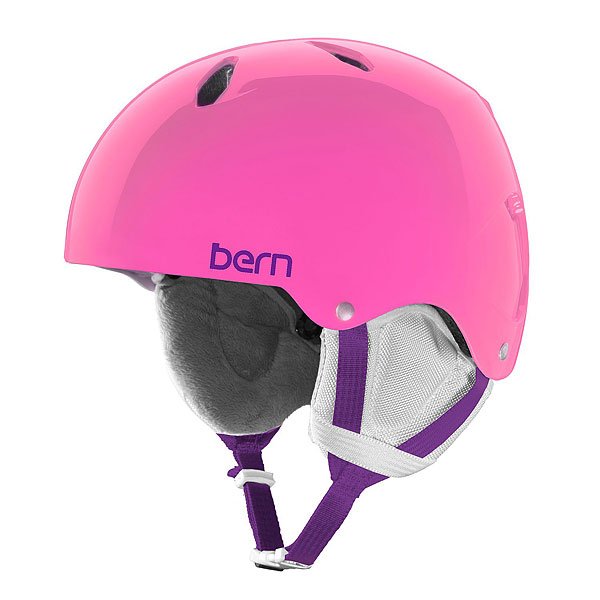 фото Шлем для сноуборда детский Bern Team Diabla Translucent Pink/White Cordova Earlaps