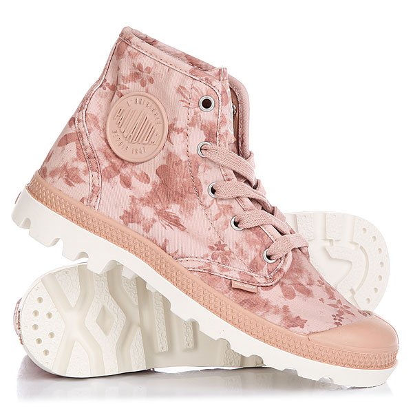 фото Ботинки высокие женские Palladium Pampa Hi Salmon Pink/Marshmallow/Floral Print