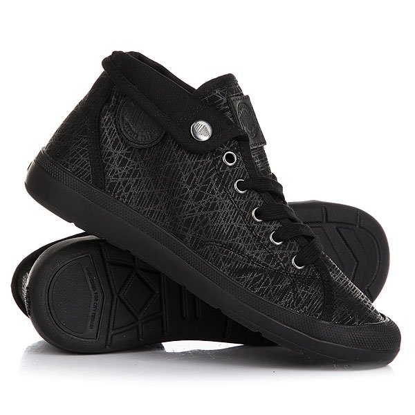 фото Кеды кроссовки высокие женские Palladium Aventure Black/Black/Spider Print