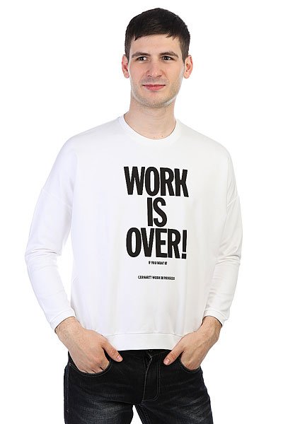 фото Толстовка классическая женская Carhartt WIP Ellery Work Is Over Sweatshirt White/Black