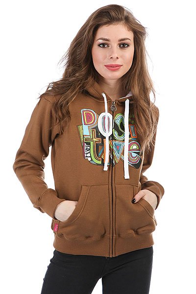 фото Толстовка кенгуру женская Dakine Girls Positive Hoodie Brown