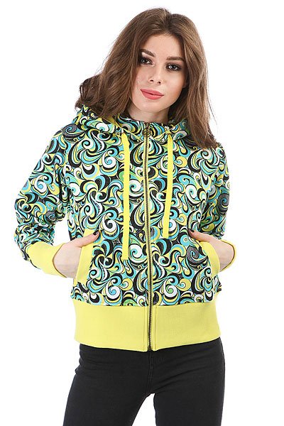 фото Толстовка кенгуру женская Dakine Girls Print Hoodie Yellow