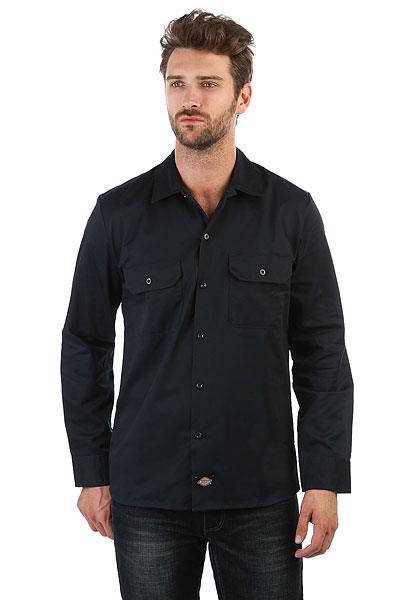 фото Рубашка Dickies Long Sleeve Slim Work Shirt Dark Navy