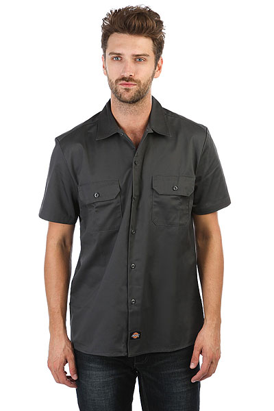 фото Рубашка Dickies Short Sleeve Slim Work Shirt Charcoal Grey