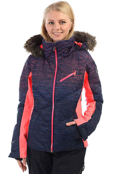 фото Куртка утепленная женская Roxy Snowstorm Print Neon Grapefruit Spac