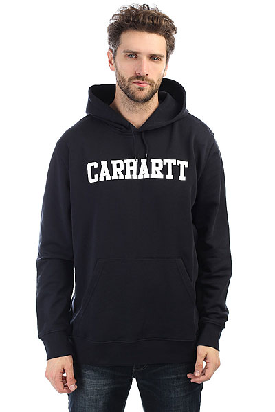 фото Толстовка кенгуру Carhartt WIP Hooded College Sweatshirt Dark Navy/White