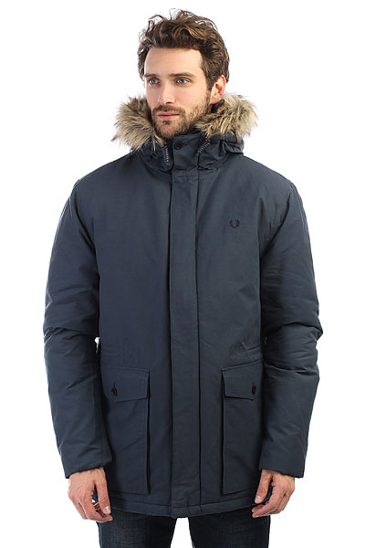 фото Куртка зимняя Fred Perry Quilted Fur Trim Parka Navy
